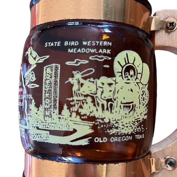 Vintage Amber Barrel ‘NEBRASKA’ Souvenir Travel Glass Mug~ARTMARK - Picture 4 of 10